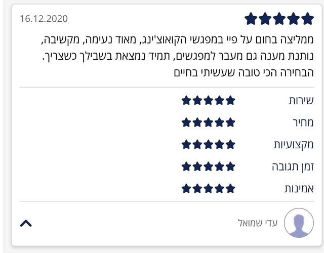 המלצה 27 על טיפול NLP ו-LI-CBT אצל פיי דולב בראשון לציון